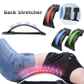 Back Stretcher Adjustable Back Cracker Massage Waist Neck Fitness Lumbar Cervical Spine Support Pain Relief - Blue - Magnetotherapy