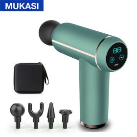 MUKASI LCD Display Massage Gun Portable Percussion Pistol Massager For Body Neck Deep Tissue Muscle Relaxation Gout Pain Relief - Green LCD With Bag