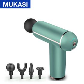 MUKASI LCD Display Massage Gun Portable Percussion Pistol Massager For Body Neck Deep Tissue Muscle Relaxation Gout Pain Relief - Green Button