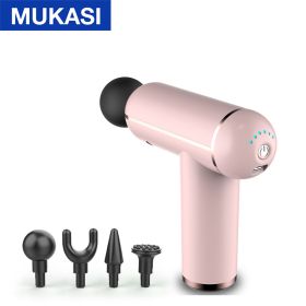 MUKASI LCD Display Massage Gun Portable Percussion Pistol Massager For Body Neck Deep Tissue Muscle Relaxation Gout Pain Relief - Pink Button