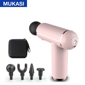 MUKASI LCD Display Massage Gun Portable Percussion Pistol Massager For Body Neck Deep Tissue Muscle Relaxation Gout Pain Relief - Pink Button With Bag