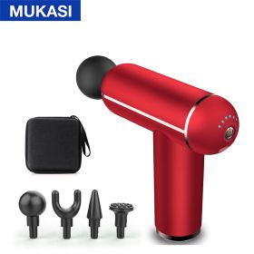 MUKASI LCD Display Massage Gun Portable Percussion Pistol Massager For Body Neck Deep Tissue Muscle Relaxation Gout Pain Relief - Red Button With Bag