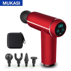 MUKASI LCD Display Massage Gun Portable Percussion Pistol Massager For Body Neck Deep Tissue Muscle Relaxation Gout Pain Relief - Red LCD With Bag