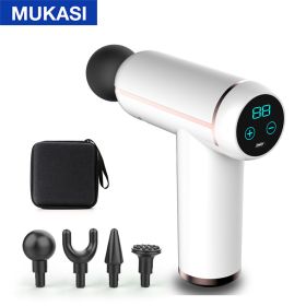 MUKASI LCD Display Massage Gun Portable Percussion Pistol Massager For Body Neck Deep Tissue Muscle Relaxation Gout Pain Relief - White LCD With Bag