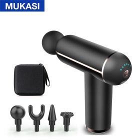 MUKASI LCD Display Massage Gun Portable Percussion Pistol Massager For Body Neck Deep Tissue Muscle Relaxation Gout Pain Relief - BlackButton With Bag