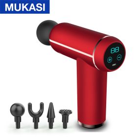 MUKASI LCD Display Massage Gun Portable Percussion Pistol Massager For Body Neck Deep Tissue Muscle Relaxation Gout Pain Relief - Red LCD Display