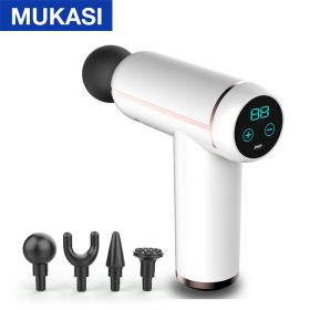 MUKASI LCD Display Massage Gun Portable Percussion Pistol Massager For Body Neck Deep Tissue Muscle Relaxation Gout Pain Relief - White LCD Display