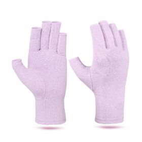 1pair Compression Arthritis Gloves Pain Relief Gloves ( Buy A Size Up ) - Purple - L