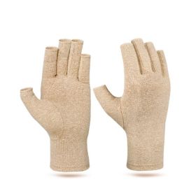 1pair Compression Arthritis Gloves Pain Relief Gloves ( Buy A Size Up ) - Khaki - L