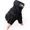 Gloves Weight Exercises Half Finger Lifting Gloves Body Building Training Sport Gym Fitness Gloves for Men Women - Black - L