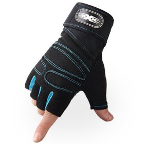 Gloves Weight Exercises Half Finger Lifting Gloves Body Building Training Sport Gym Fitness Gloves for Men Women - sky blue - L