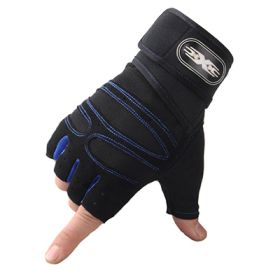 Gloves Weight Exercises Half Finger Lifting Gloves Body Building Training Sport Gym Fitness Gloves for Men Women - Blue - M