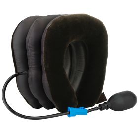 Inflatable Cervical Neck Traction Pillow Neck Shoulder Spine Alignment Pump Travel Support Pillow Inflatable Spinal Decompression Pillow - Black