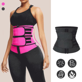 Modeling strap Neoprene Sauna Waist Trainer Corset Sweat Belt for Women Weight Loss Compression Trimmer Tummy Control Strap - PINK - M