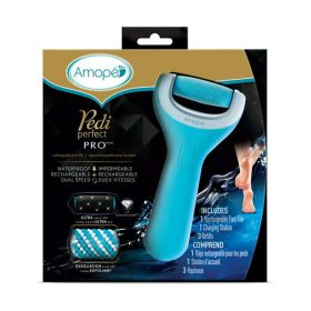 Amope Pedi Perfect Pro Rechargeable Foot File, Dual- Speed with Diamond Crystals, 1 Count - Amope