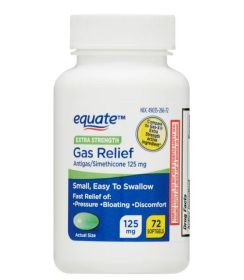 Equate Gas Relief, Simethicone 125 mg, Extra Strength Softgels, 72 Count - Equate