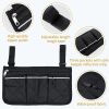 Wheelchair Armrest Accessories Side Bags To Hang On Side Pouch With Bright Line - Black