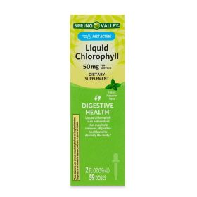 Spring Valley Fast Acting Chlorophyll Digestive Health Dietary Supplement Liquid, Peppermint, 50 mg, 2 fl oz - Spring Valley