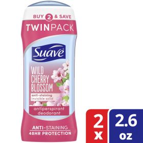 Suave Wild Cherry Blossom Antiperspirant Deodorant, 2.6 oz, Twin Pack - Suave