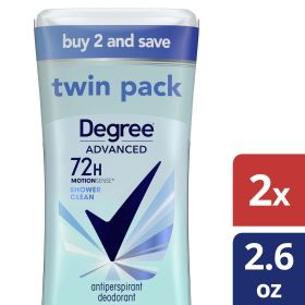 Degree Advanced 72H Motion Sense Shower Clean Antiperspirant Deodorant, 2.6 oz, Twin Pack - Degree