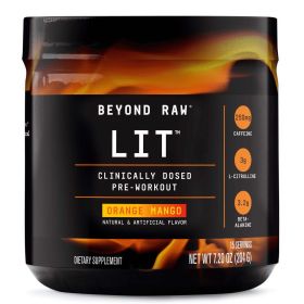 Beyond Raw® LIT™ Pre-Workout Powder, Orange Mango, 250mg Caffeine, 7.20 oz, 15 Servings - Beyond Raw