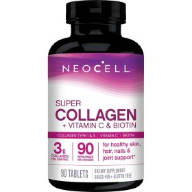 NeoCell Super Collagen + Vitamin C & Biotin, Supplement, for Hair, Skin, and Nails, 90 Tablets - NeoCell