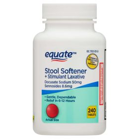 Equate Stool Softener Plus Stimulant Laxative Tablets for Constipation, 240 Count - Equate