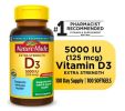 Nature Made Extra Strength Vitamin D3 5000 IU (125 mcg) Softgels, Dietary Supplement for Bone and Immune Health Support, 100 Count - Nature Made