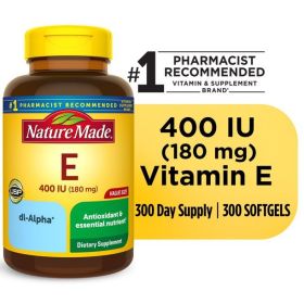 Nature Made Vitamin E 180 mg (400 IU) dl-Alpha Softgels;  Dietary Supplement;  300 Count - Nature Made