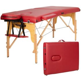 Portable Adjustable Facial Spa Bed with Carry Case - red