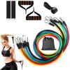 11Pcs Resistance Bands Set Fitness Workout Tubes Exercise Tube Bands Up to 100lbs - Multi-Color