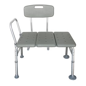 Medical Bathroom Safety Shower Tub Aluminium Alloy Bath Chair Transfer Bench with Back & Handle Gray YF - Gray