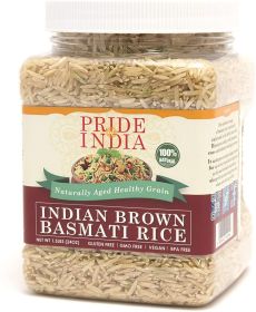 Pride Of India - Extra Long Brown Basmati Rice - Naturally Aged Healthy Grain - 1.5 LB