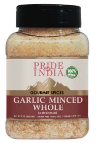 Pride of India – Garlic Minced – Gourmet Seasoning – Ideal for Dips/Sauces/Bread/Salad/Stir-Fries – Ideal Pantry Condiments – Easy to Use - 7 oz