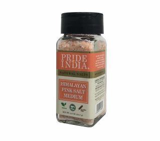 Pride Of India - Pure Himalayan Pink Salt - Enriched w/ 84+ Natural Minerals, Medium Grind Dual sifter (4.2 oz, 119.1 gm) - Spices