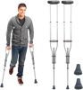 1 Pair Forearm Crutches, Universal Aluminum Non-Slip Crutches with Adjustable Height and Turning Arm Cuffs - KM3834