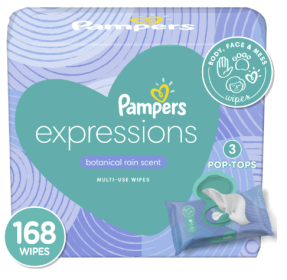 Pampers Baby Wipes Expressions;  Botanical Rain Scent;  3X Pop-Top;  168 Ct - Pampers