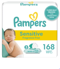 Pampers Baby Wipes Sensitive Perfume Free 3X Pop-Top Packs 168 Count - Pampers