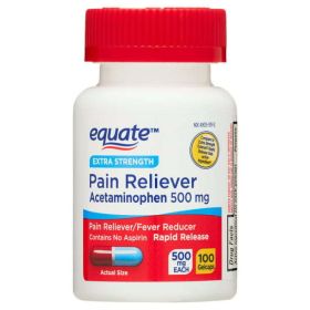 Equate Extra Strength Acetaminophen Rapid Release Pain Reliever Gelcaps;  500 mg 100 Count - Equate