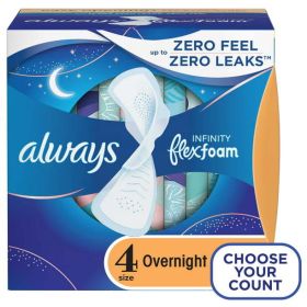 Always Infinity Overnight Flex Foam Pads with Wings;  Size 4 38 Ct - Always