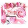 SM Bondage Restraint Set Sex Handcuffs Whip Anal Beads Butt Plug Anal Plug Bullet Vibrator Sex Toys for Woman Adult S&M Fetish - nylon-Pink-7pcs