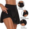 Tennis for Women Dance Fitness Solid Sports Skirts Female Tennis Running Skort Active Athletic Yoga Fitness Skirt Short - Black - XXL