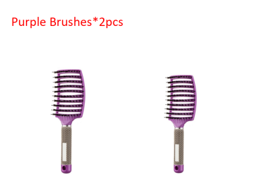 Hairbrush Anti Klit Brushy Haarborstel Women Detangler Hair Brush Bristle Nylon Scalp Massage Teaser Hair Brush Comb (Option: Purple-2pcs)